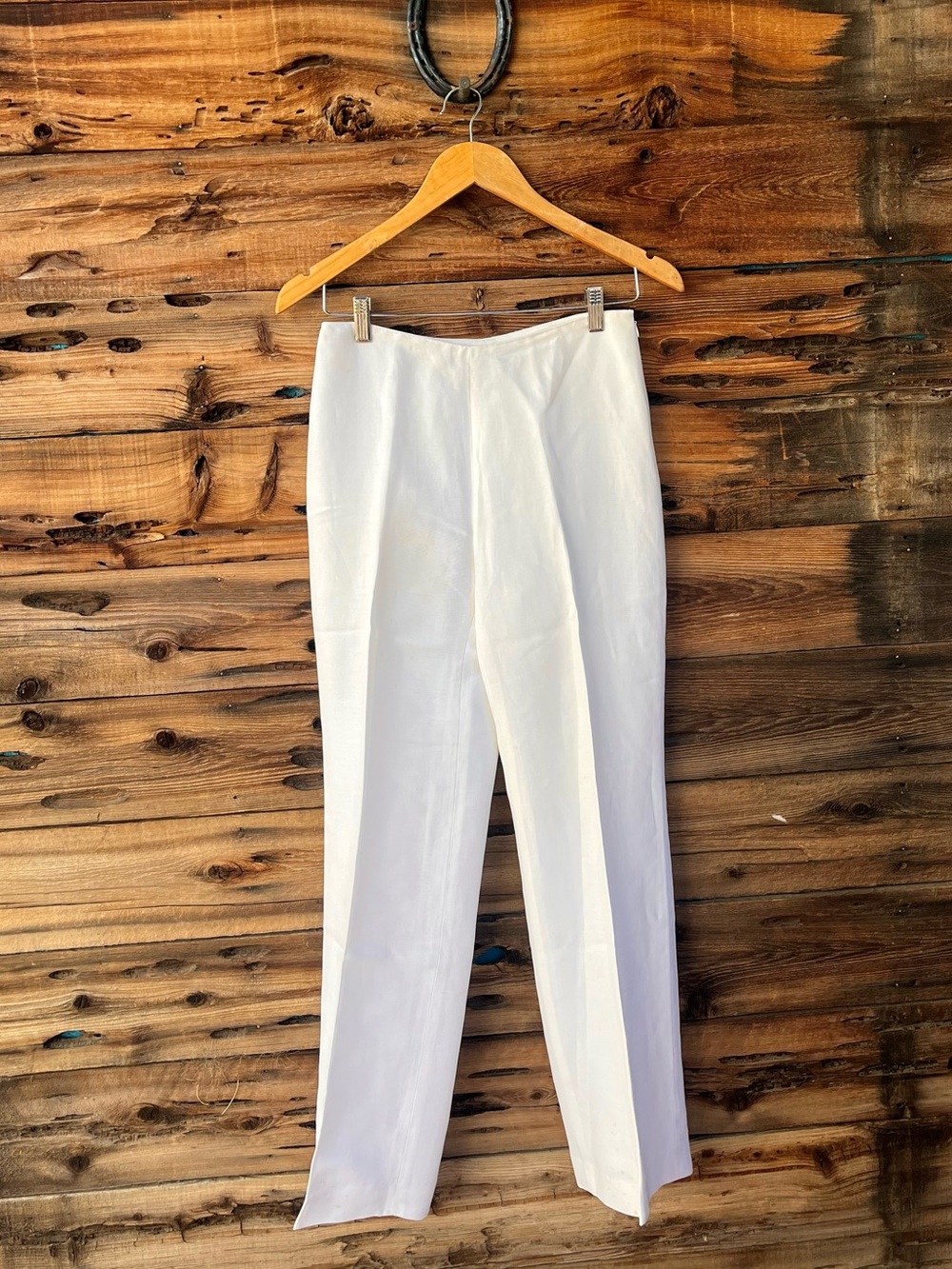 ANN TAYLOR | White Lined Linen Blend Pants 4P